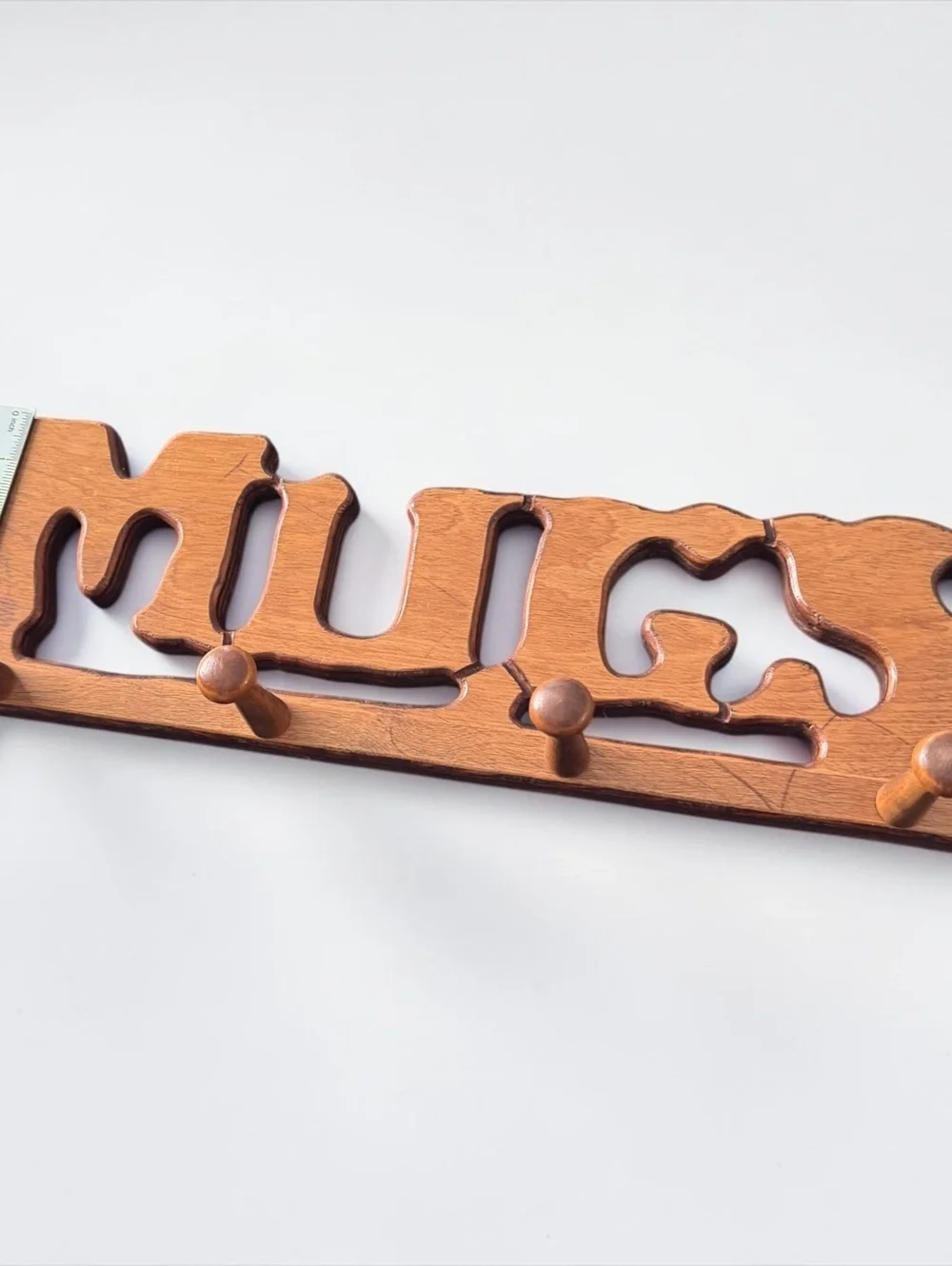 Vintage Handcrafted Wooden MUGS Wall Rack by Roger Beebe – Folk Art Mug Holder